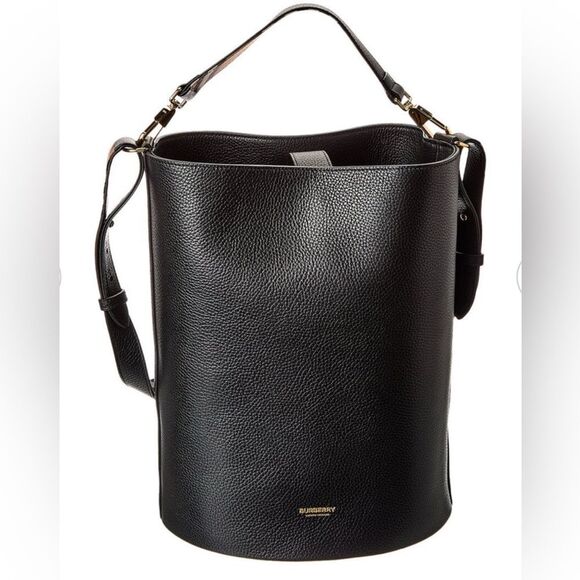 Authentic  Burberry Leather Black Shoulder Bucket Bag - Picture 1 of 15